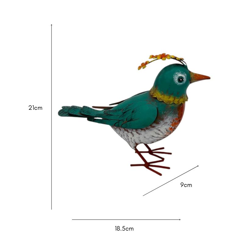 Colourful Green Bird Decoration 21cm