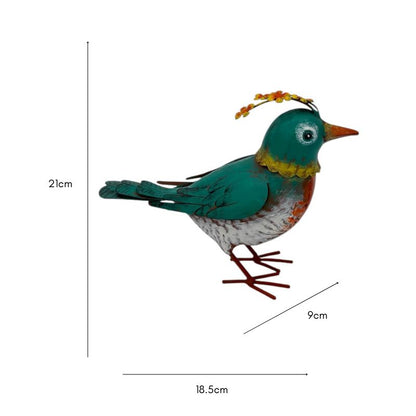 Colourful Green Bird Decoration 21cm