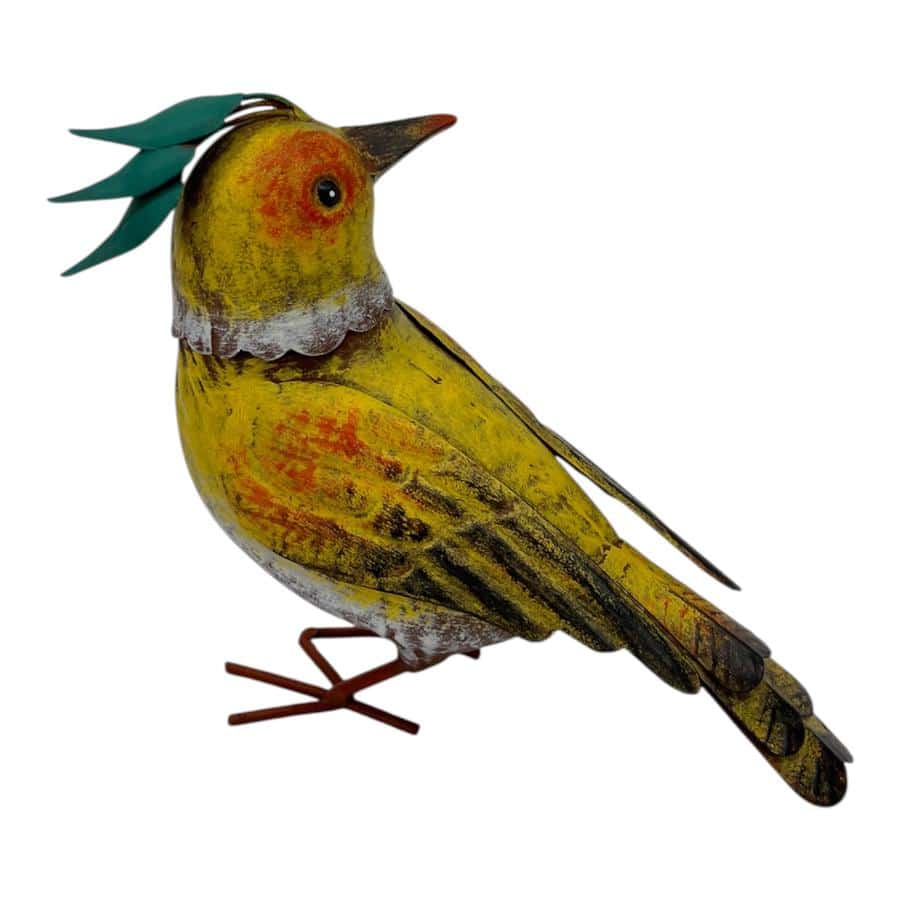 Colourful Yellow Bird Decoration 18cm