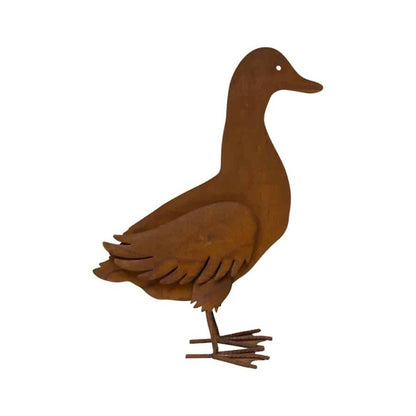 Rust Metal Duck Garden Statue - 40cm Iron