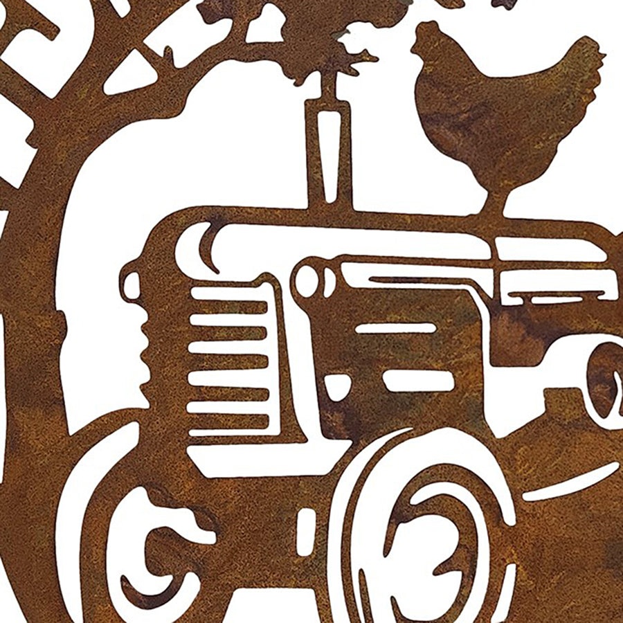 Welcome to Our Farm Wall Art 60cm Iron Rust Brown Decor