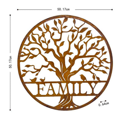 Laser Cut Round Family Tree of Life Wall Art - 50x50cm