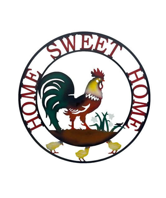 Laser Cut Rooster Home Sweet Home Wall Art - 60cm