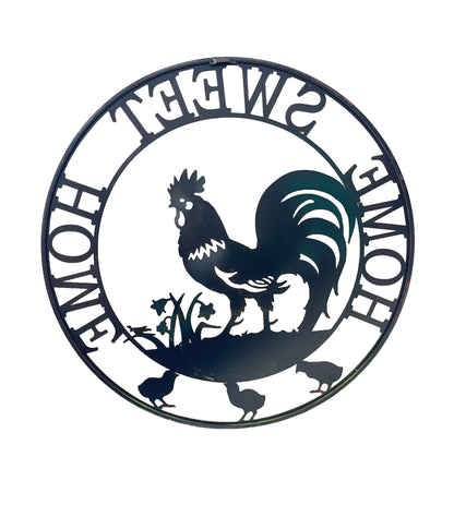 Laser Cut Rooster Home Sweet Home Wall Art - 60cm
