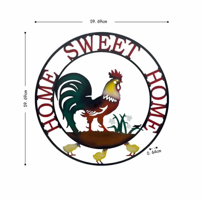 Laser Cut Rooster Home Sweet Home Wall Art - 60cm