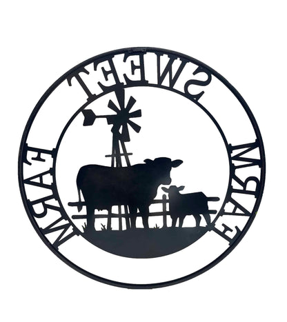 Laser Cut Cow Farm Sweet Farm Wall Art - 60cm