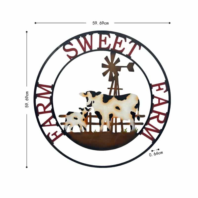 Laser Cut Cow Farm Sweet Farm Wall Art - 60cm