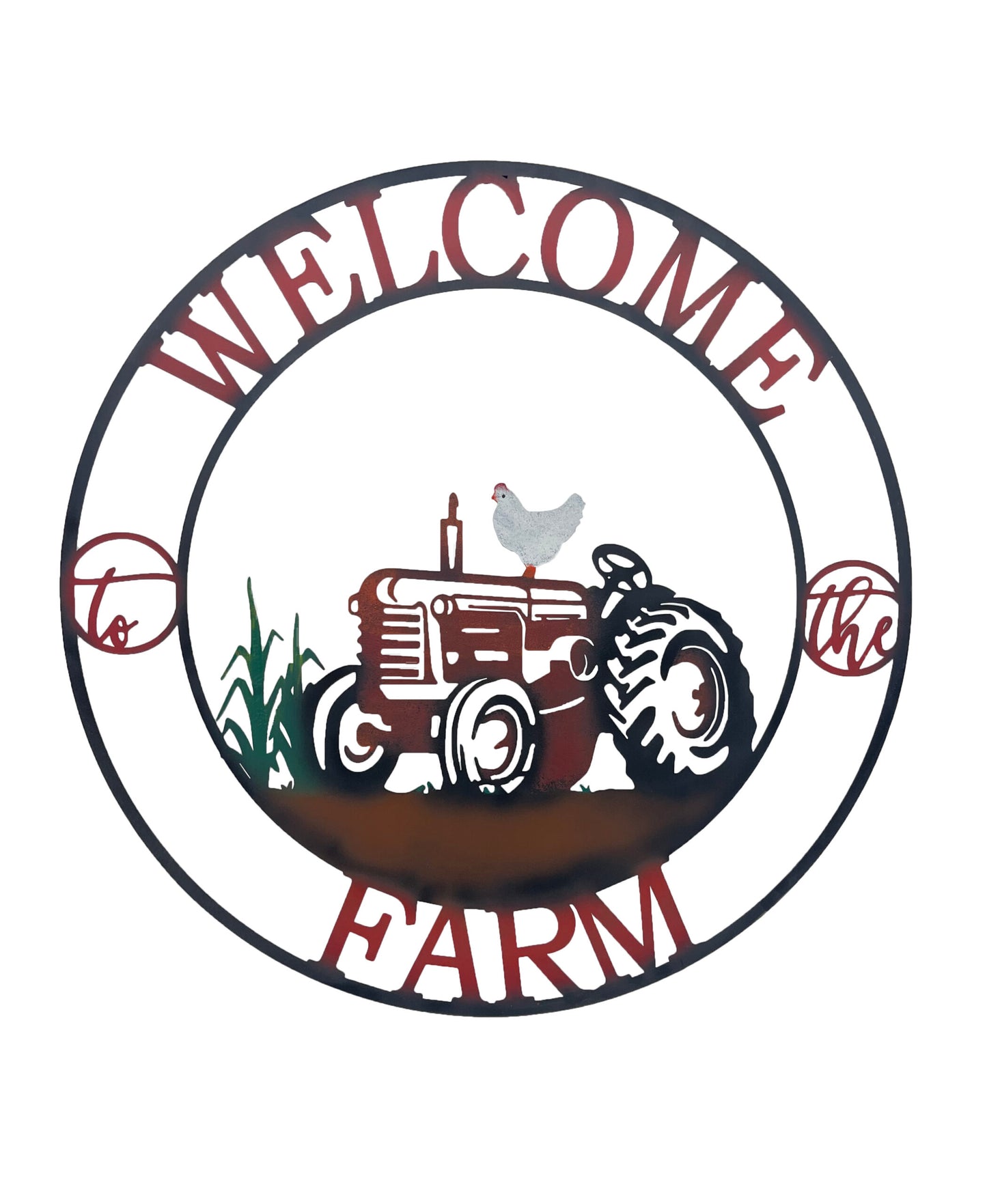 Laser Cut Tractor Welcome Wall Art - 60cm