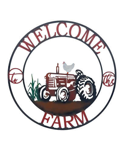 Laser Cut Tractor Welcome Wall Art - 60cm