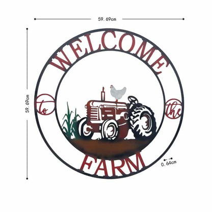 Laser Cut Tractor Welcome Wall Art - 60cm