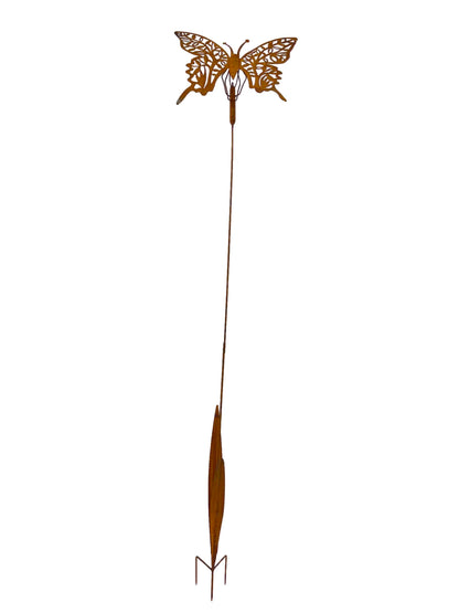 Butterfly Garden Stake - 190cm Metal Rust Brown