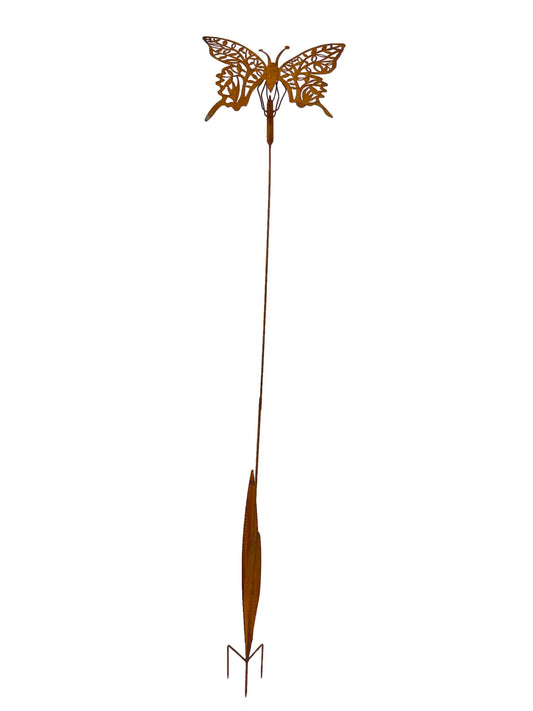 Butterfly Garden Stake - 190cm Metal Rust Brown