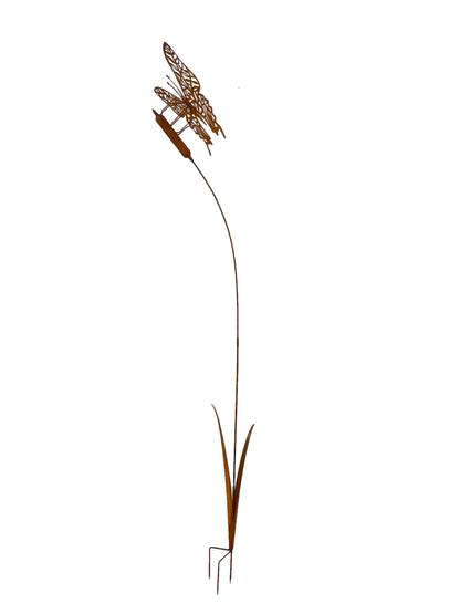 Butterfly Garden Stake - 190cm Metal Rust Brown