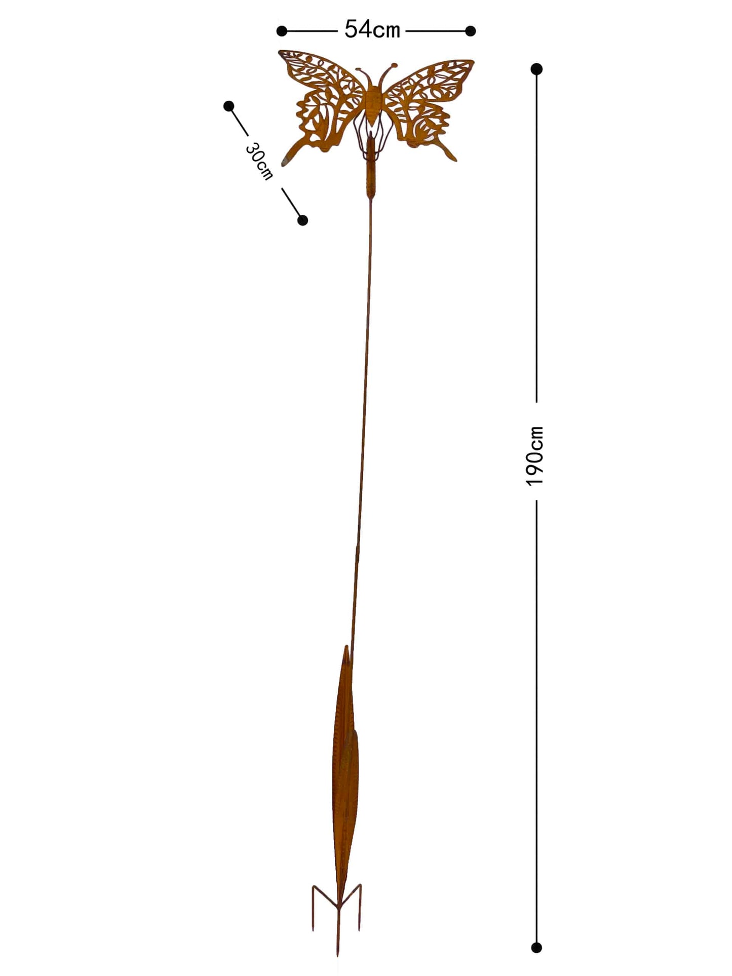 Butterfly Garden Stake - 190cm Metal Rust Brown