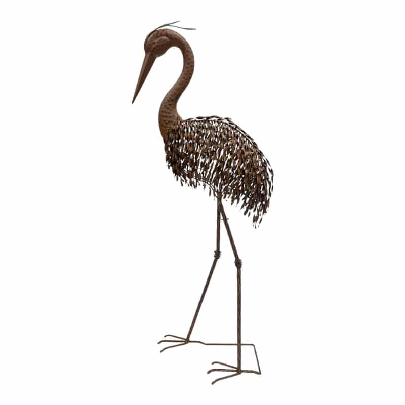 Rust Crane Bird Statue 102cm - Looking Down