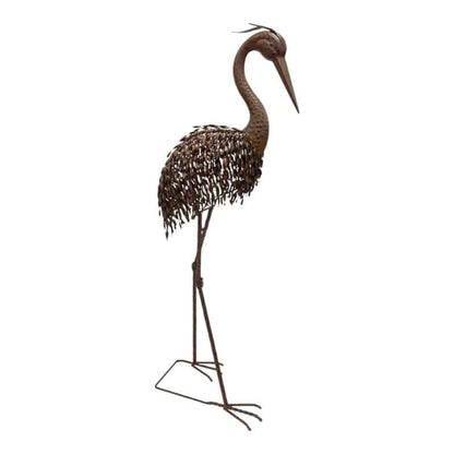 Rust Crane Bird Statue 102cm - Looking Down