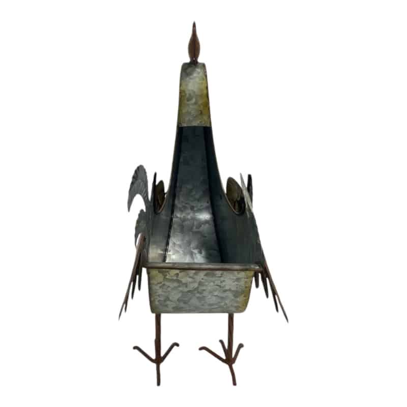 Distress Finish Rooster Planter, Galvanised Iron, 39.5cm