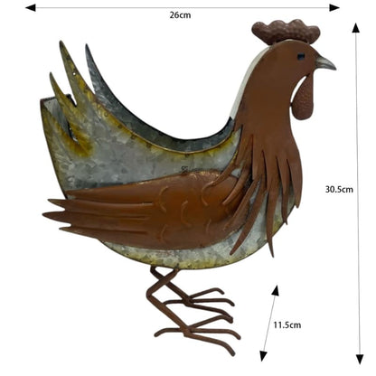 Distress Finish Chicken Planter / Storage Holder 33cm