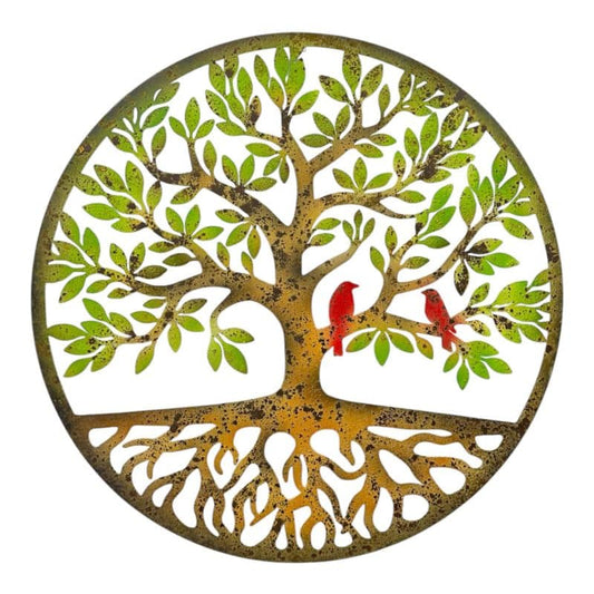 Round Laser Cut Tree Of Life w Roots + Birds 52cm