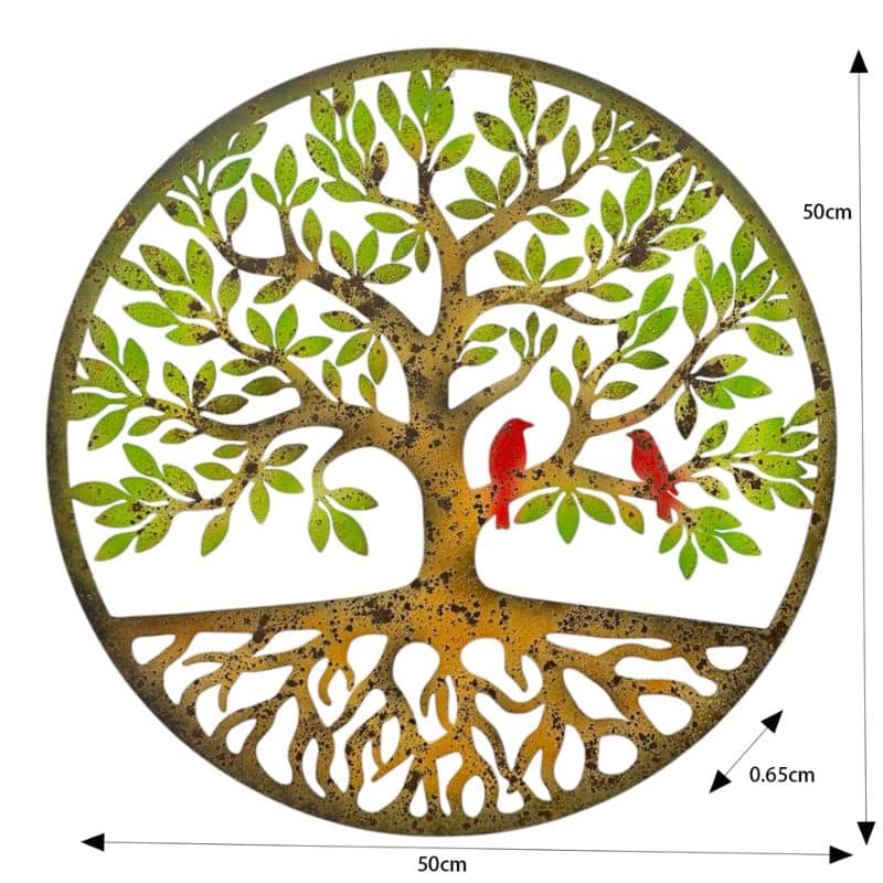 Round Laser Cut Tree Of Life w Roots + Birds 52cm