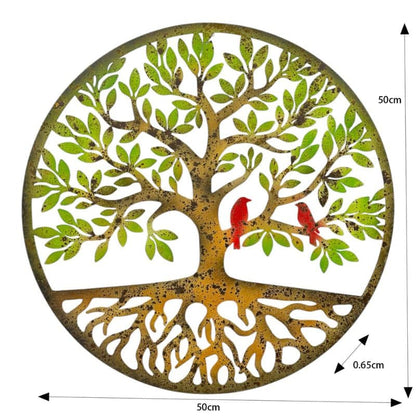Round Laser Cut Tree Of Life w Roots + Birds 52cm