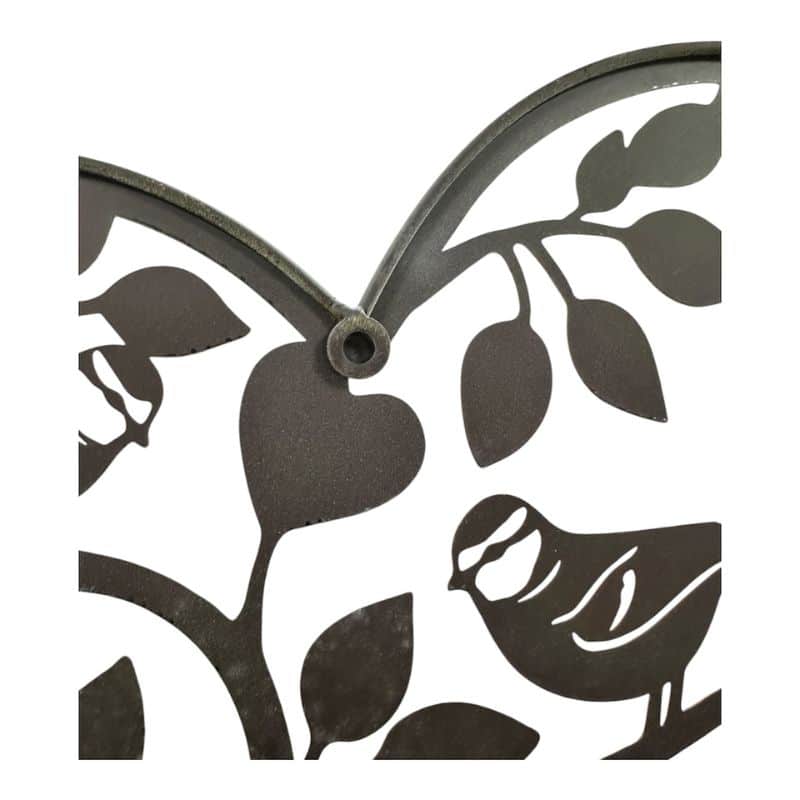 Premium Iron Wall Art - Heart Tree of Life with Red Birds - Distressed Green, Red 45cm