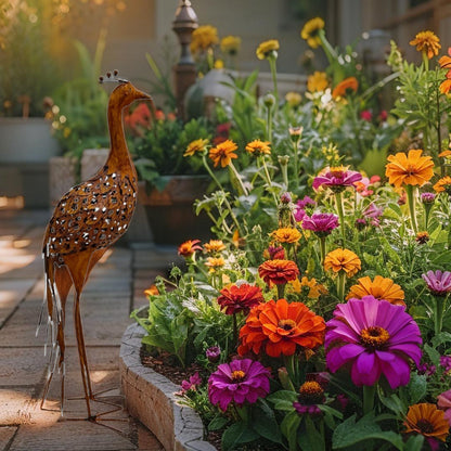 Rust Standing Peacock Garden Statue - 60cm