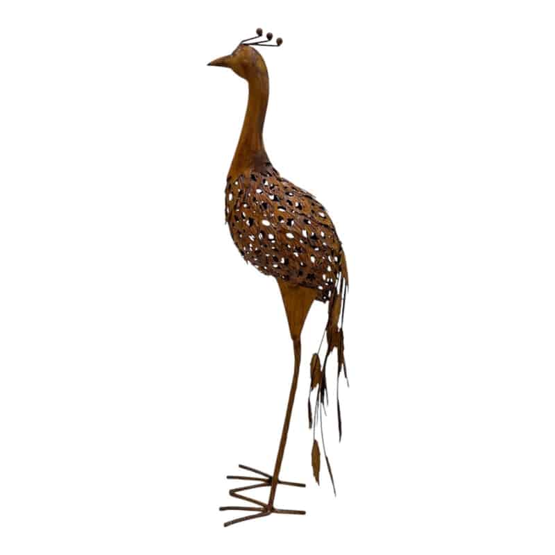 Rust Standing Peacock Garden Statue - 60cm