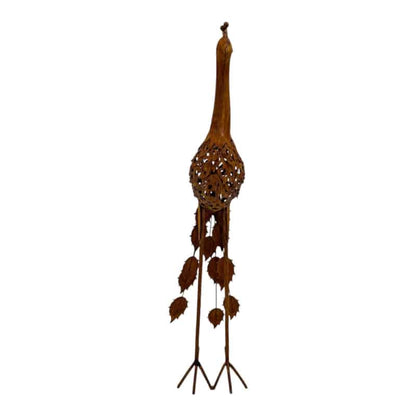 Rust Standing Peacock Garden Statue - 60cm