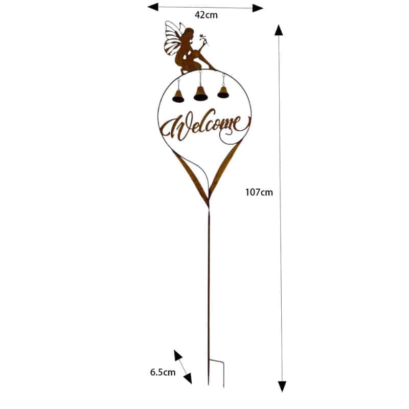 Welcome Garden Stake with Fairy and Bells - 87cm