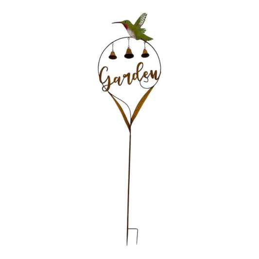 Garden Stake with Hummingbird and Bells - 158cm