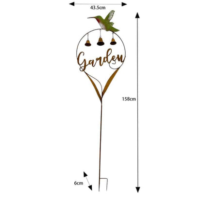 Garden Stake with Hummingbird and Bells - 158cm
