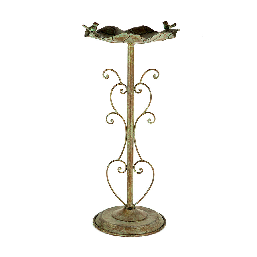 Lilypad Birdbath on Ornate Stand - 36x66cm