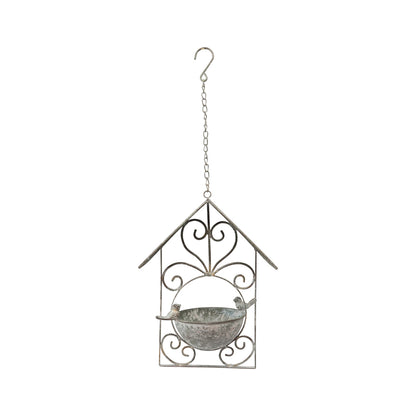 Fleur House Free Standing Bird Feeder, Distressed Grey, 25x14x32-61 cm