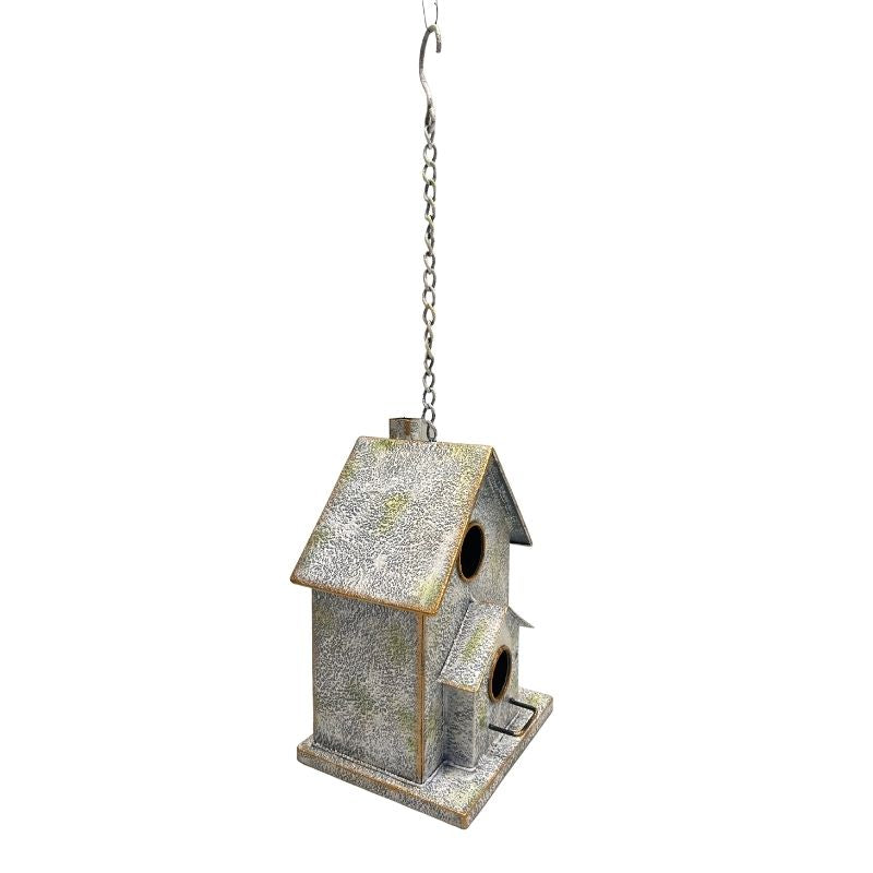 Free Standing Bird Feeder 16x14x52cm - Distressed White, Multi-Color Iron