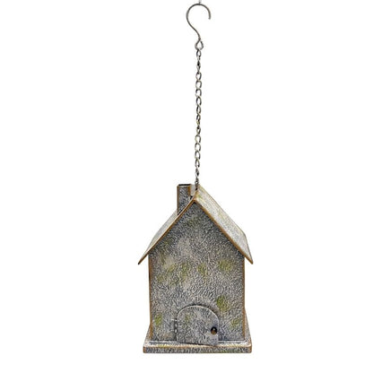 Free Standing Bird Feeder 16x14x52cm - Distressed White, Multi-Color Iron