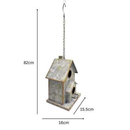 Free Standing Bird Feeder 16x14x52cm - Distressed White, Multi-Color Iron
