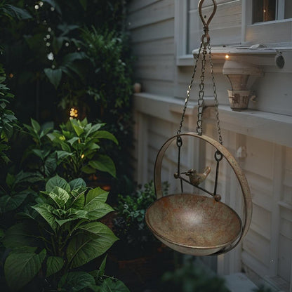 Antique Green Iron Free Standing Bird Feeder 48cm for Outdoor Use