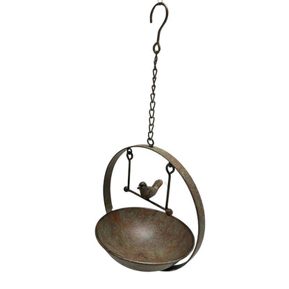 Antique Green Iron Free Standing Bird Feeder 48cm for Outdoor Use