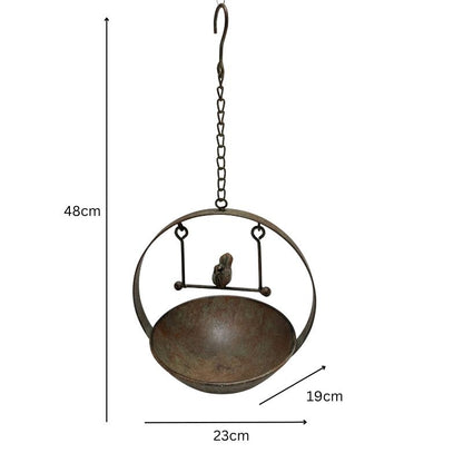 Antique Green Iron Free Standing Bird Feeder 48cm for Outdoor Use