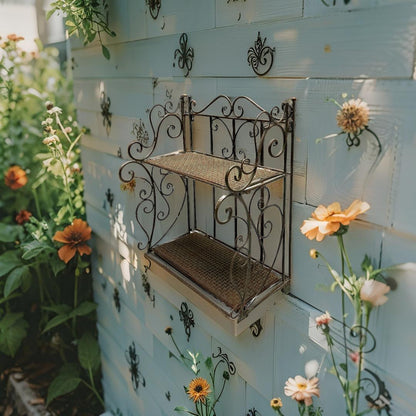 French Provincial 2 Tier Ornate Wall Shelf 60cm