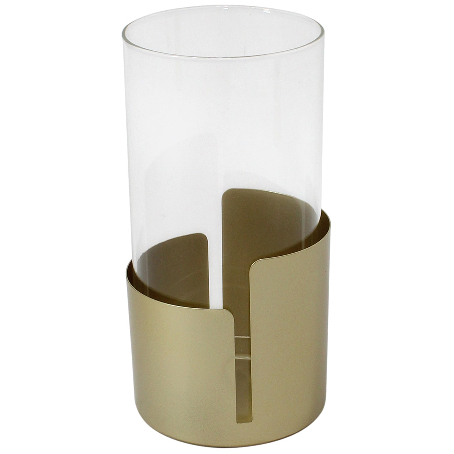 Aura Pillar Candleholder - Gold Iron & Glass, 13x25cm