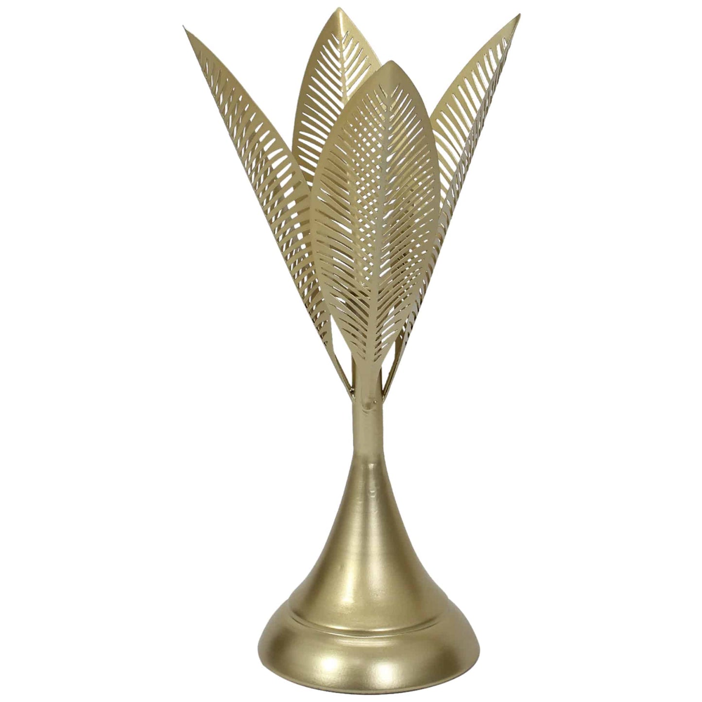 Aura Taper Candleholder - Elegant Gold Iron, 15x40cm