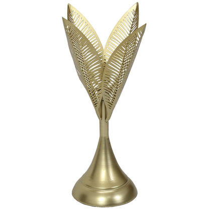 Aura Taper Candleholder - Elegant Gold Iron, 15x40cm