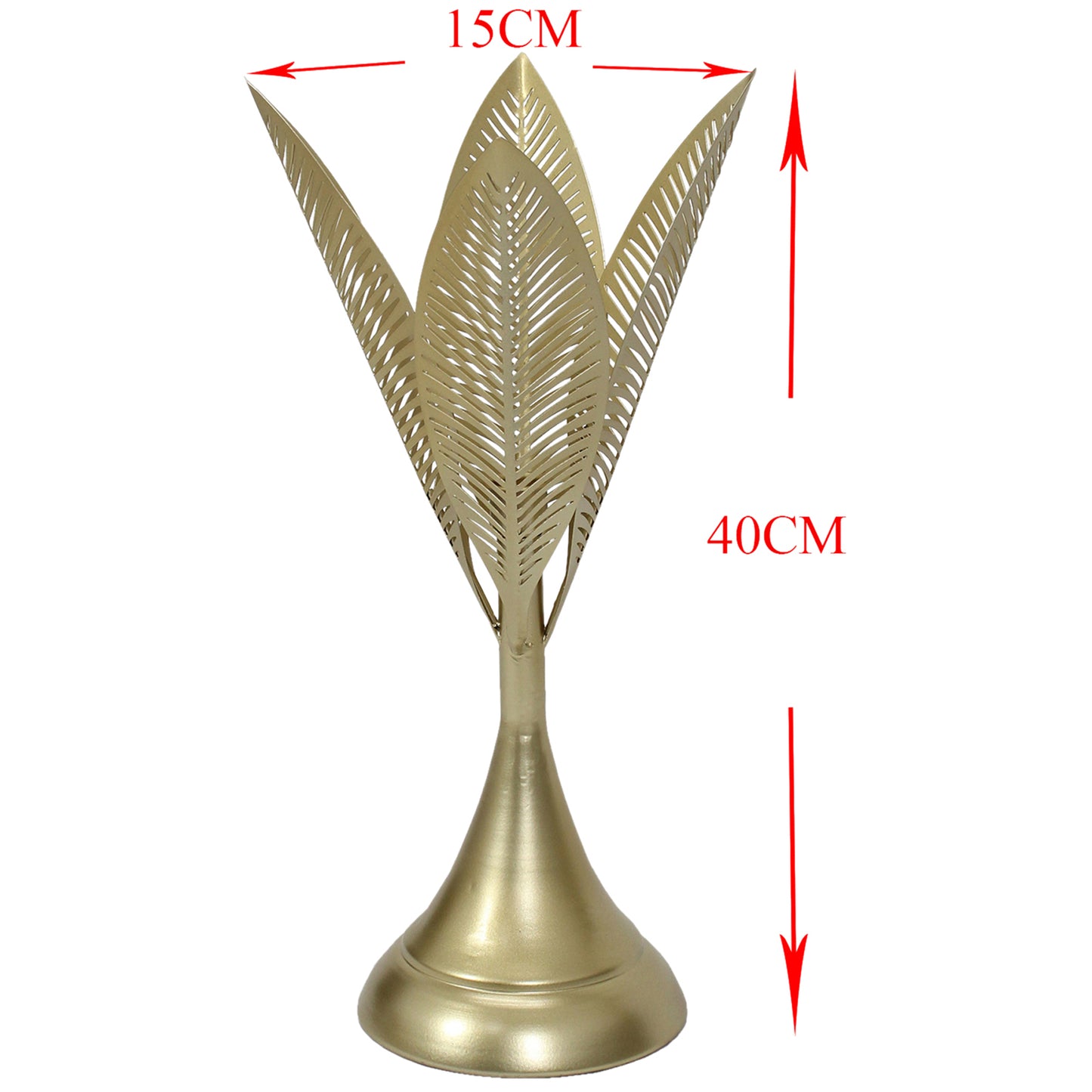 Aura Taper Candleholder - Elegant Gold Iron, 15x40cm