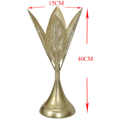 Aura Taper Candleholder - Elegant Gold Iron, 15x40cm