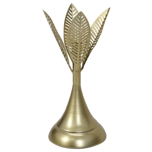 Aura Taper Candleholder - Elegant Gold Iron, 14x32cm