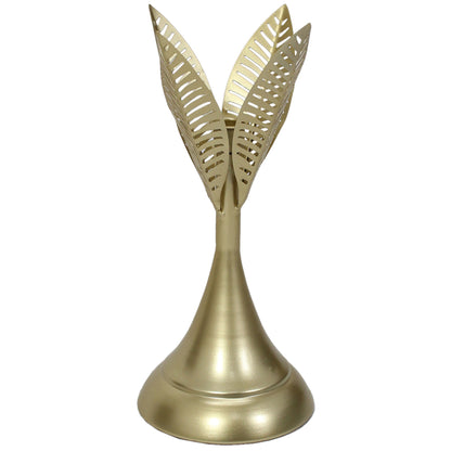 Aura Taper Candleholder - Elegant Gold Iron, 14x32cm