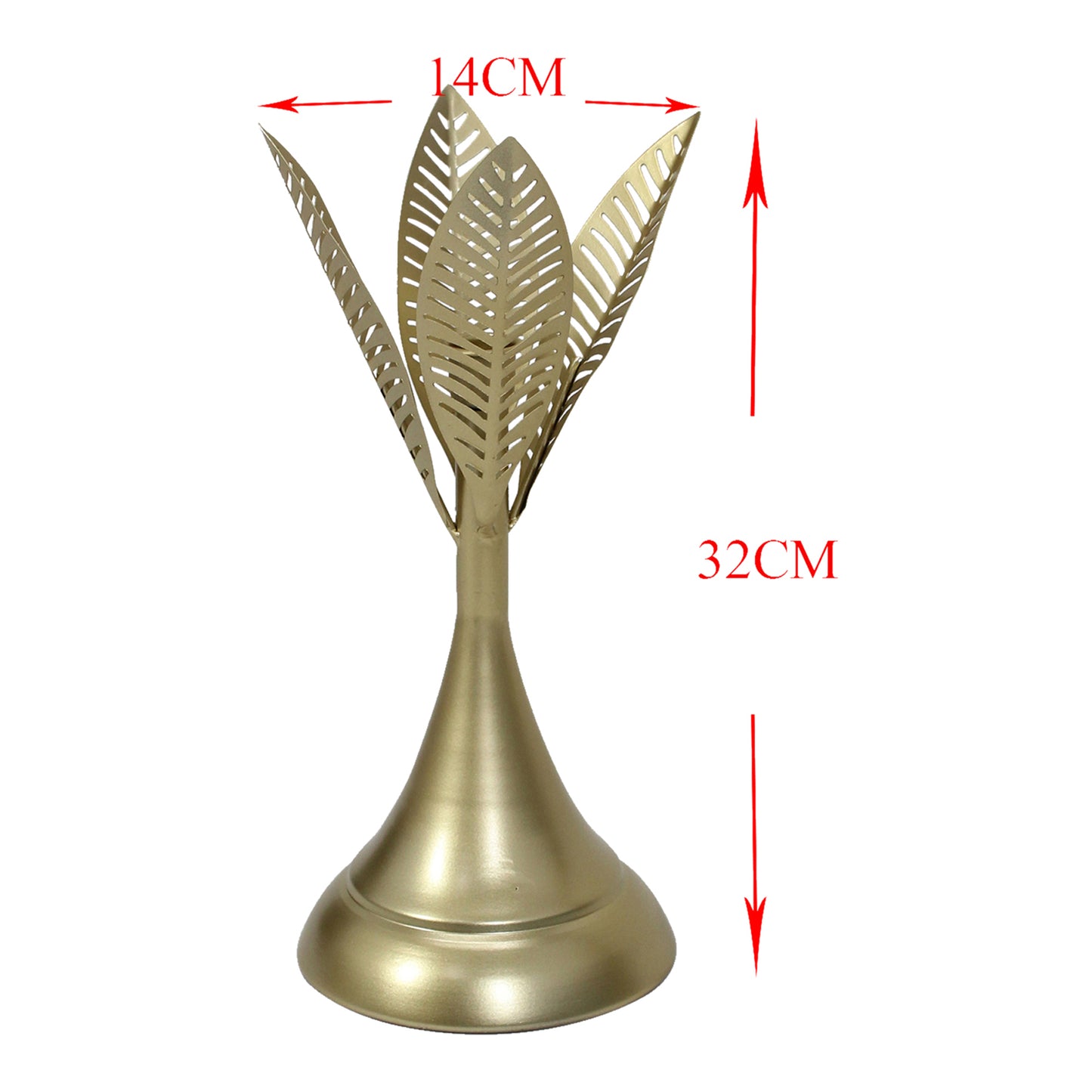 Aura Taper Candleholder - Elegant Gold Iron, 14x32cm