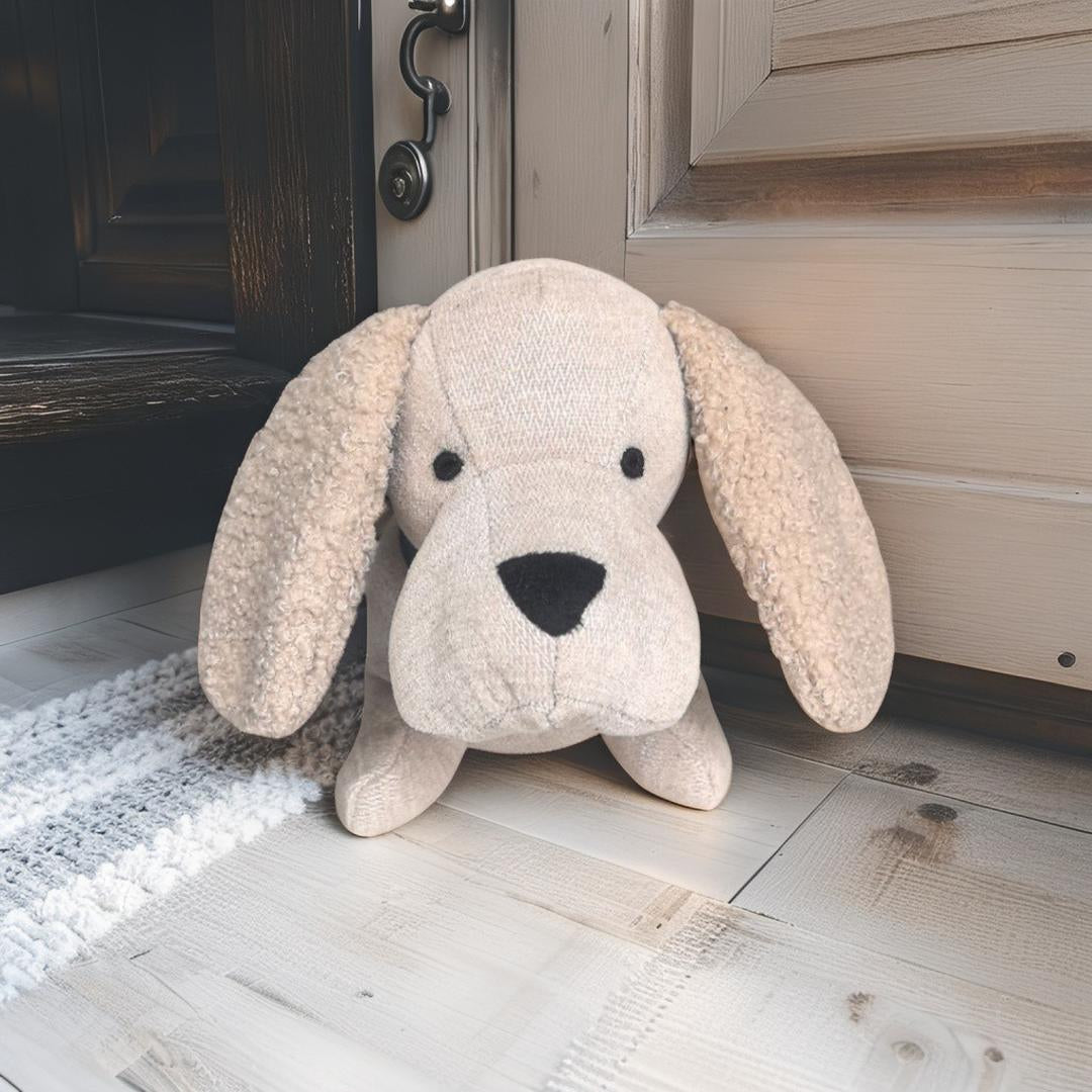 Beige Fabric Dachshund Door Stopper 38cm